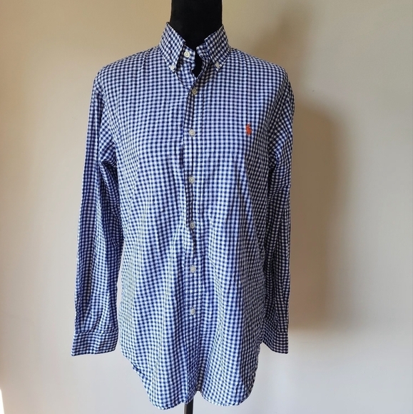 Ralph Lauren Classic Fit Button-Down Blue/White Checkered Shirt Men's Size S. - Picture 1 of 8